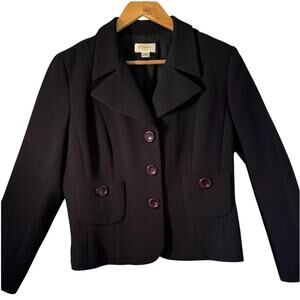 TALBOTS Navy Blue Crepe Blazer Business Casual Work Classic Nautical Women's 16